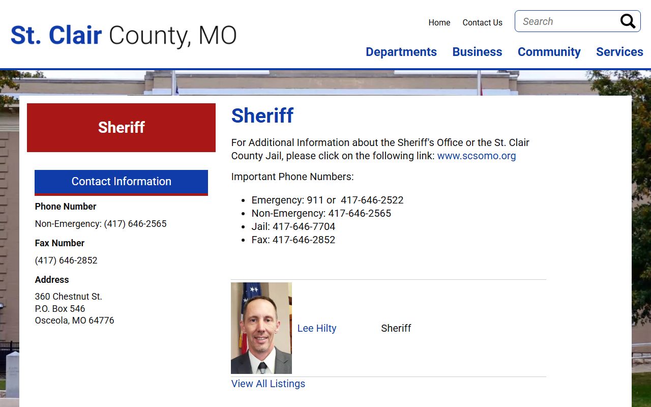 St. Clair County inmate records sheriff contact and jail phone information