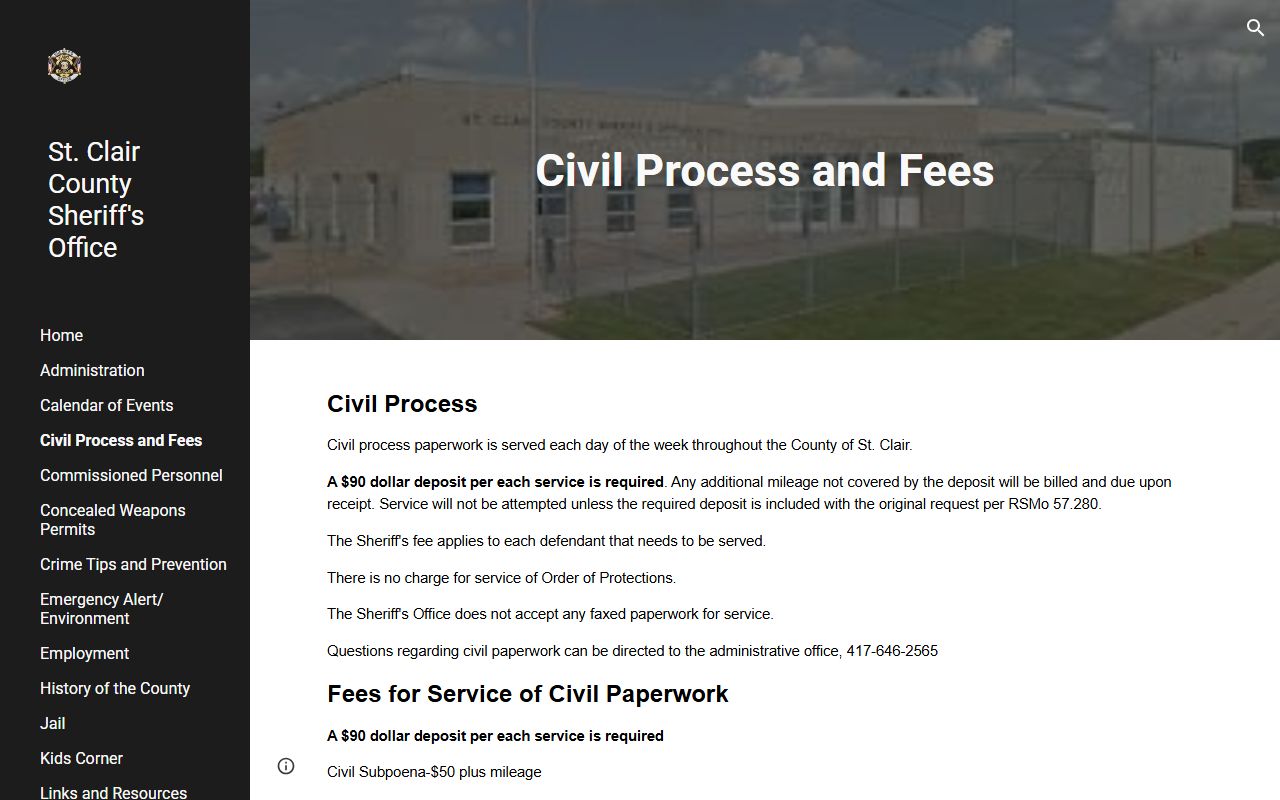 St. Clair County jail mugshots records request and report fee source
